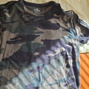 Hollister Camo Tee - Blue and Gray